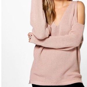 2/$50 BLUENOTES • Pink Cold Shoulder VNeck Sweater
